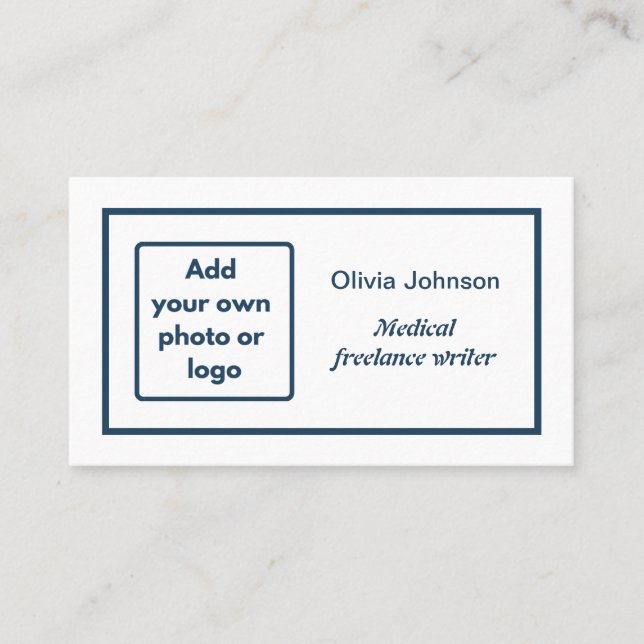 Add your own image photo logo minimalist freelance business card (Front)