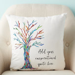 Add Your Own Inspirational Quote Or Message Throw Pillow<br><div class="desc">This unique throw pillow is decorated with a brightly colored mosaic tree.
Add your chosen quote or message to personalize it. 
Click Customize Further to change the font,  font size,  and font color.
Original Mosaic © Michele Davies.</div>