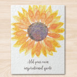 Add Your Own Inspirational Quote Sunflower  Jigsaw Puzzle<br><div class="desc">This unique puzzle is decorated with a yellow watercolor sunflower and stylish typography.
Easily customizable with your favorite inspirational or motivational message or quote.
Original Watercolor © Michele Davies.</div>