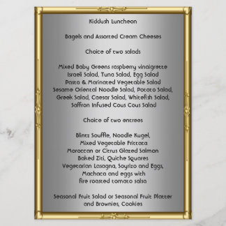 Add your own Kiddush Menu for Bar Bat Mitzvah
