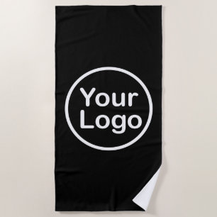 Add Your Own Logo Black Background Beach Towel