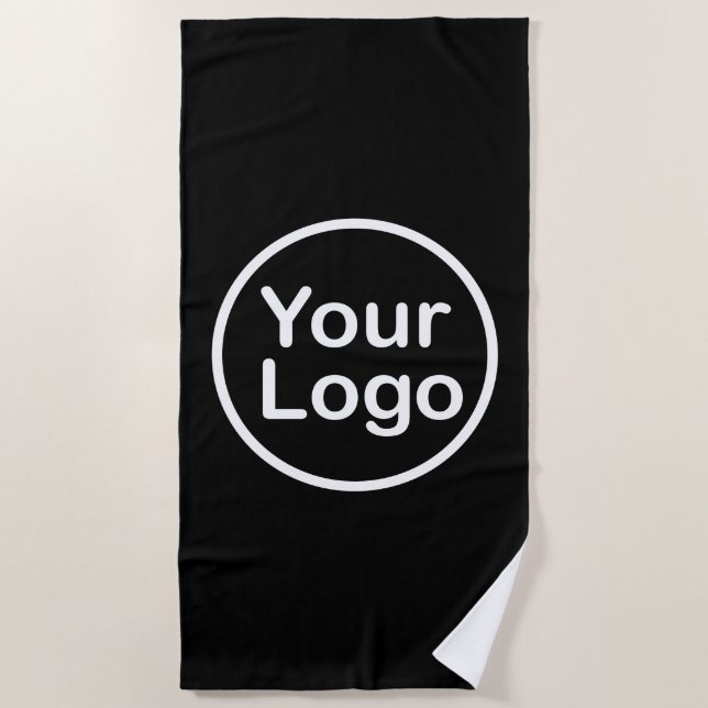 Add Your Own Logo | Black Background Beach Towel (Front)