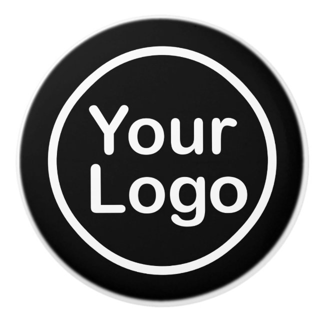 Add Your Own Logo | Black Background Ceramic Knob (Front)