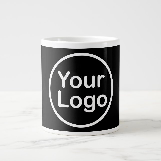 Add Your Own Logo | Black Background Giant Coffee Mug (Front)