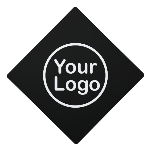 Add Your Own Logo | Black Background Graduation Cap Topper (Front)