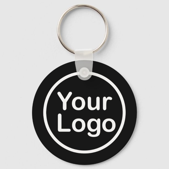 Add Your Own Logo | Black Background Keychain (Front)