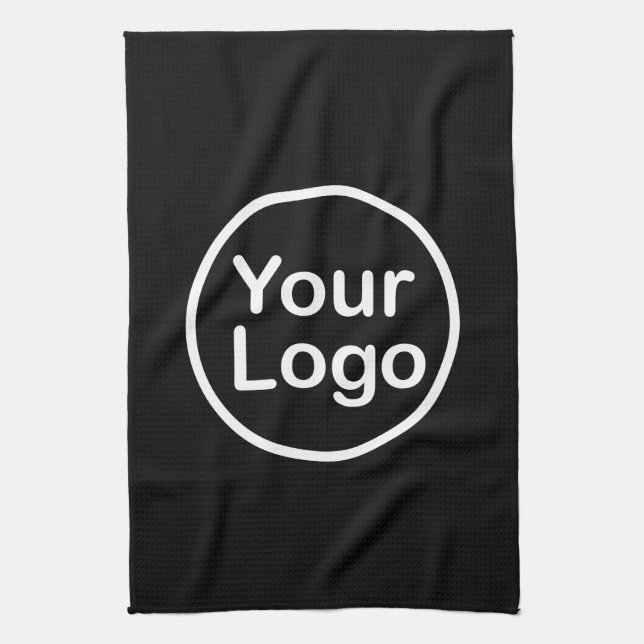 Add Your Own Logo | Black Background Kitchen Towel (Vertical)