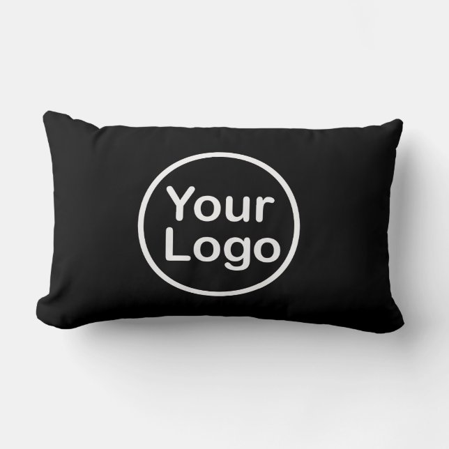 Add Your Own Logo | Black Background Lumbar Pillow (Front)