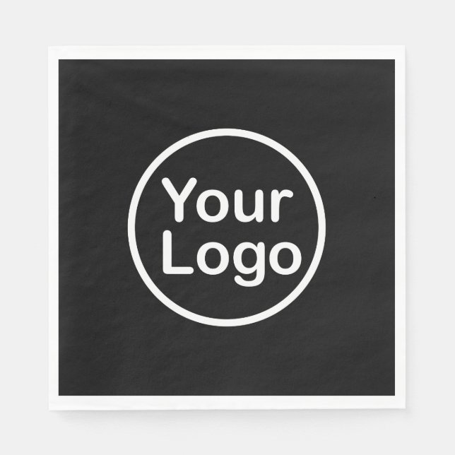 Add Your Own Logo | Black Background Napkins (Front)