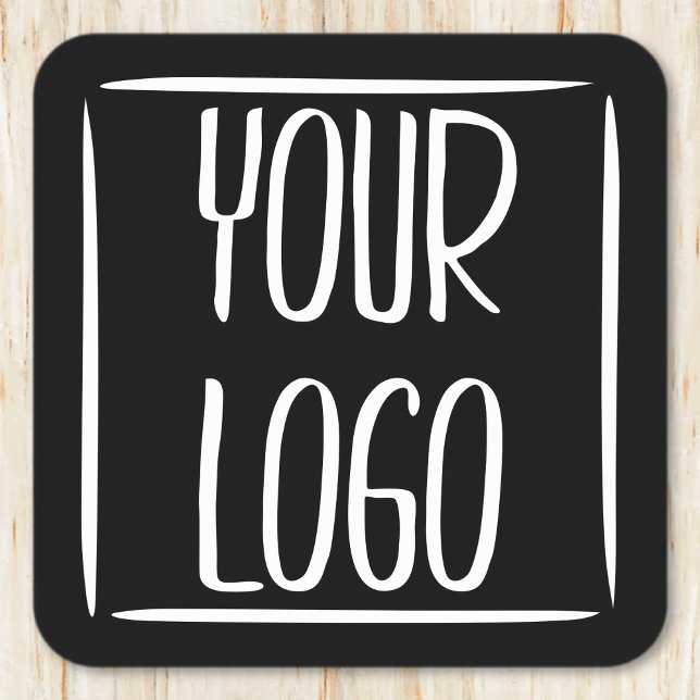 Add Your Own Logo | Black Background (or change) Square Paper Coaster (Creator Uploaded)