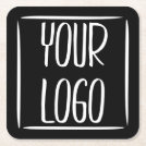 Add Your Own Logo | Black Background (or change) Square Paper Coaster Add Your Own Logo | Black Background (or change) Square Paper Coaster