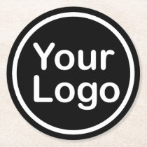 Add Your Own Logo | Black Background Round Paper Coaster Add Your Own Logo | Black Background Round Paper Coaster