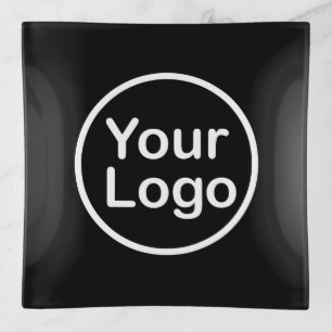 Add Your Own Logo   Black Background Trinket Tray