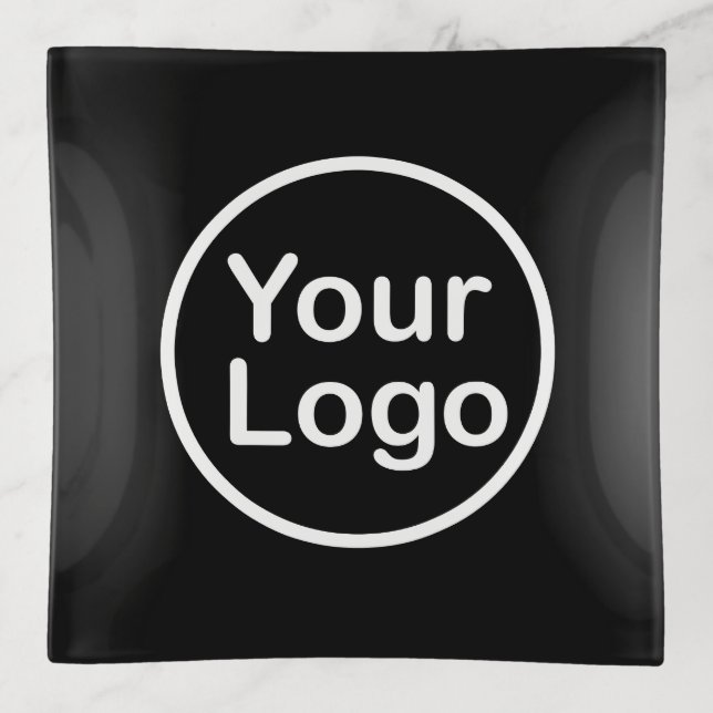 Add Your Own Logo | Black Background Trinket Tray (Front)