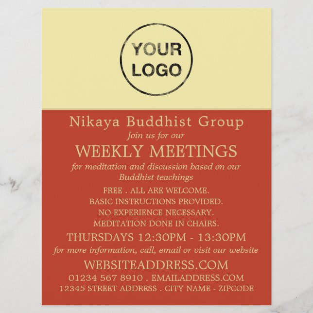 Add Your Own Logo, Buddhism, Buddhist Group Flyer (Front)