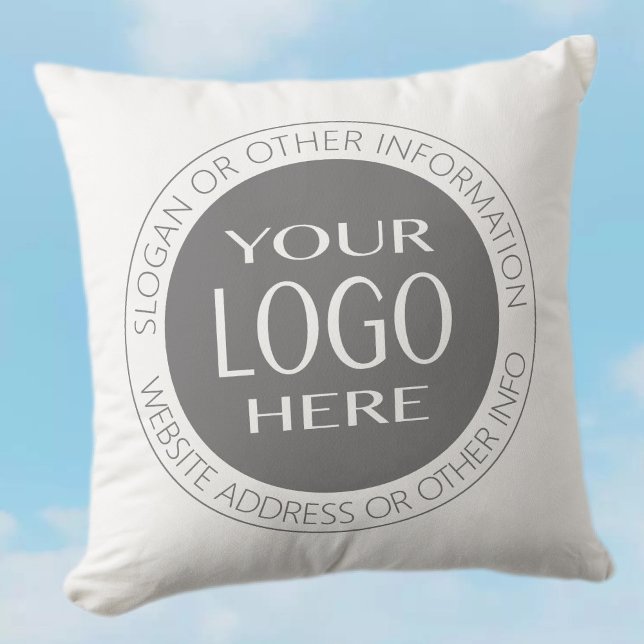 Add Your Own Logo & Circular Text Throw Pillow (Creator Uploaded)