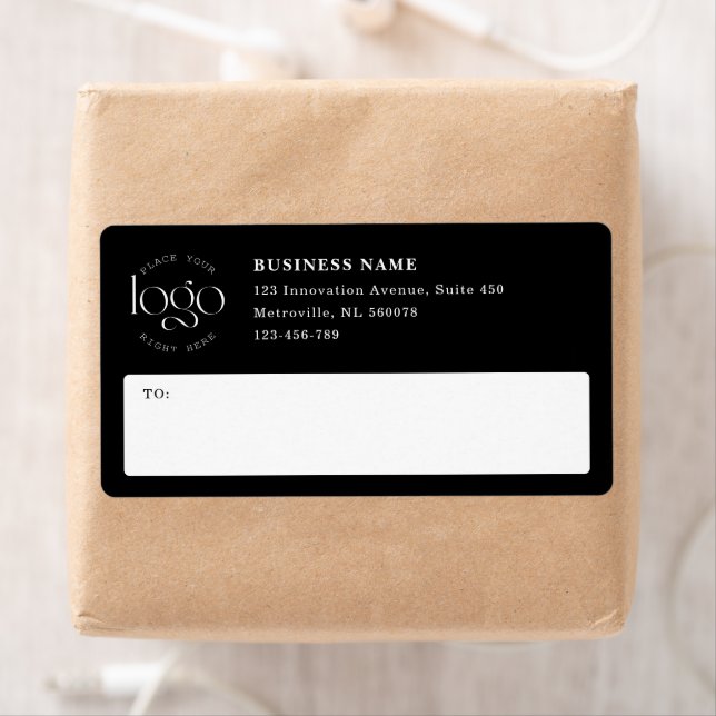 Add Your Own Logo Custom Business Black Shipping Label (Insitu)