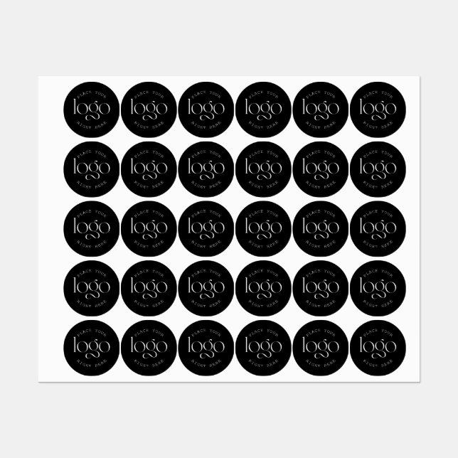 Add Your Own Logo Custom Business Modern Black Labels (Sheet)