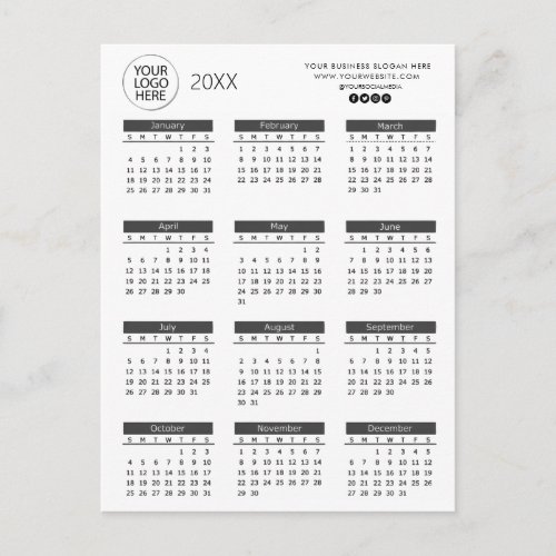 add your own logo custom text 2026 Calendar   Postcard