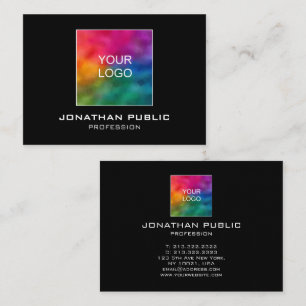 Add Your Own Logo Here Modern Business Cards Black