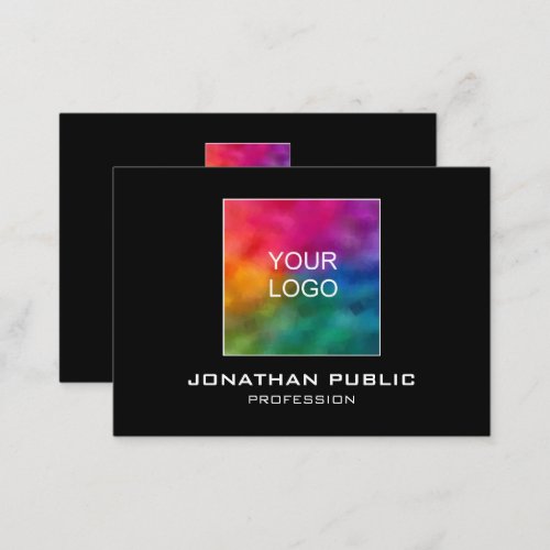 Add Your Own Logo Here Modern Business Cards Black