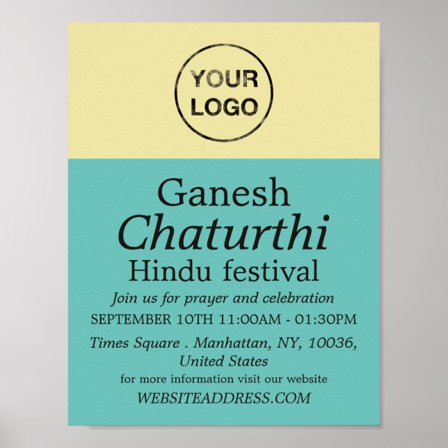 Add Your Own Logo, Hindu Event Advertising Poster (Front)