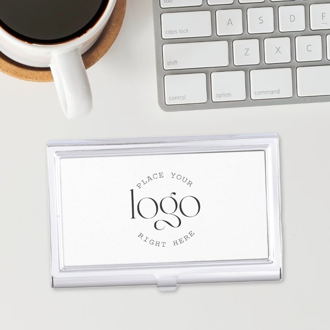 Add Your Own Logo Professional Business White Card Case (classic white professional add your own logo card case)