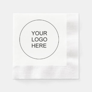 Add Your Own Logo Text Here White Coined Cocktail Napkins