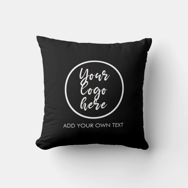 Add Your Own Logo Text Simple Modern Black Throw Pillow (Front)