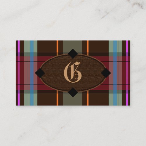 Add Your Own Monogram Preppy Plaid Business Cards