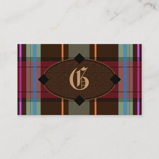 Customizable Add Your Own Monogram Preppy Plaid Business Cards