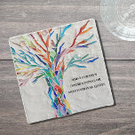 Add Your Own Motivational / Inspirational Quote  Glass Coaster<br><div class="desc">Personalize this stylish glass coaster with your favorite saying or quote.
It is decorated with a colorful mosaic Tree of Life design.
Click Customize Further to edit font,  font size,  and font color.
Original Mosaic © Michele Davies.</div>