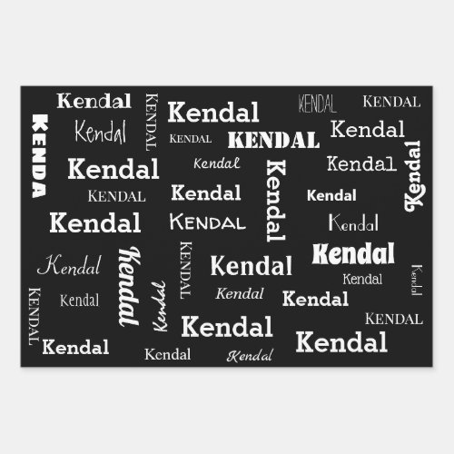 Add Your Own Name Black and White Custom Wrapping Paper Sheets