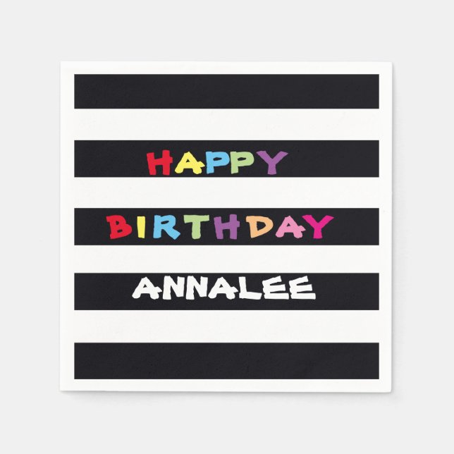 ADD YOUR OWN NAME Happy Birthday Paper Napkins (Front)