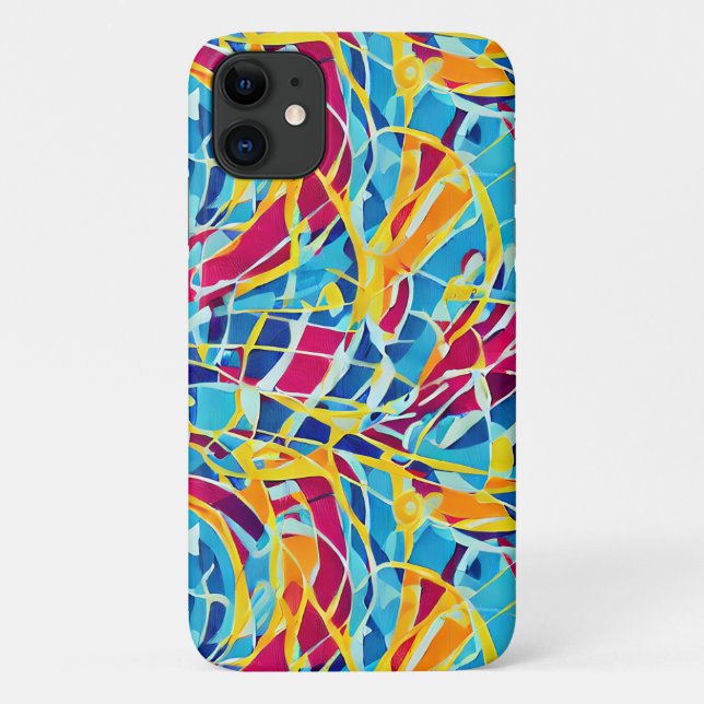Add your own pattern Cute modern retro 60s Blue Case-Mate iPhone Case (Back)