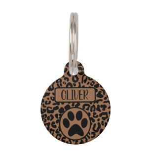 Add YOUR OWN PERSONALIZE Leopard Cheetah Dog Gift Pet ID Tag