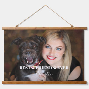 Add Your Own Personalized Dog Photo and Name Hanging Tapestry