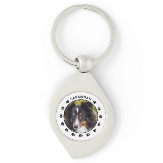 Add Your Own Pet Photo - With Name &amp; Paws Keychain