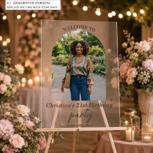Add Your Own Photo 21st Birthday Party Welcome Acrylic Sign