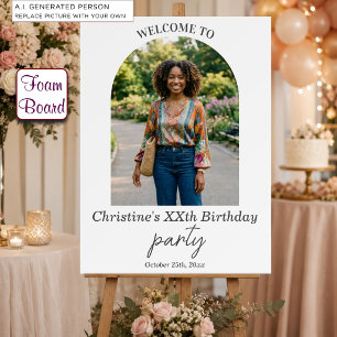 Add Your Own Photo & Age Birthday Party Welcome Foam Board