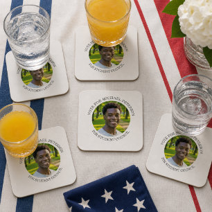 Add Your Own Photo and Election Campaign Title Square Paper Coaster