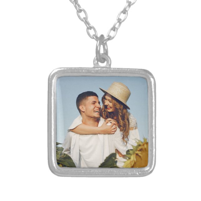 Add Your Own Photo and/or Text Silver Plated Necklace (Front)
