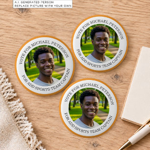 Add Your Own Photo and Sports Name Team Captain Button