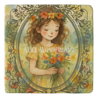 Add your own photo and text Alice Wonderland cute Trivet