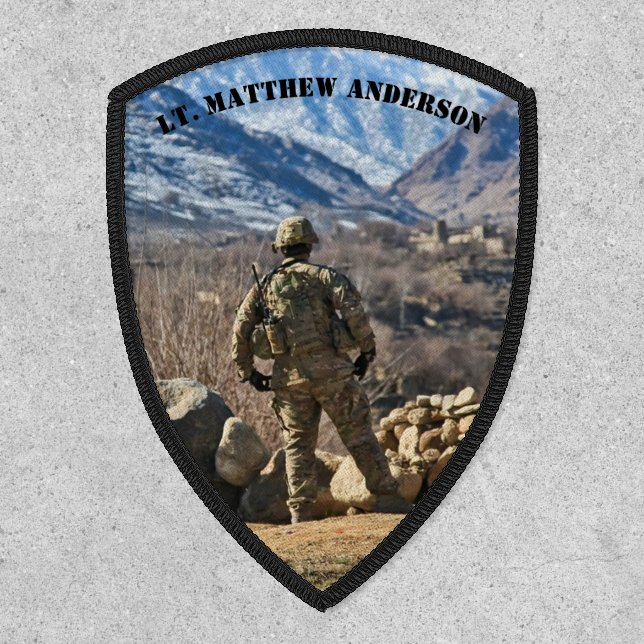 Add Your Own Photo and Text Military Style Shield Patch (Front)