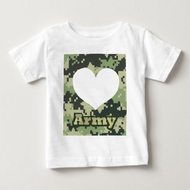 Add Your Own Photo Army Heart Baby T-Shirt (Front)