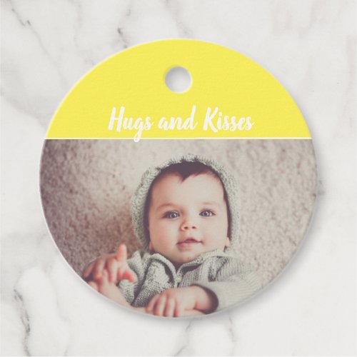 Add Your Own Photo Birthday Hugs and Kisses Favor Tags
