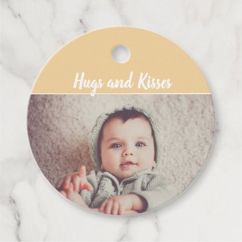 Add Your Own Photo Birthday Hugs and Kisses Favor Tags