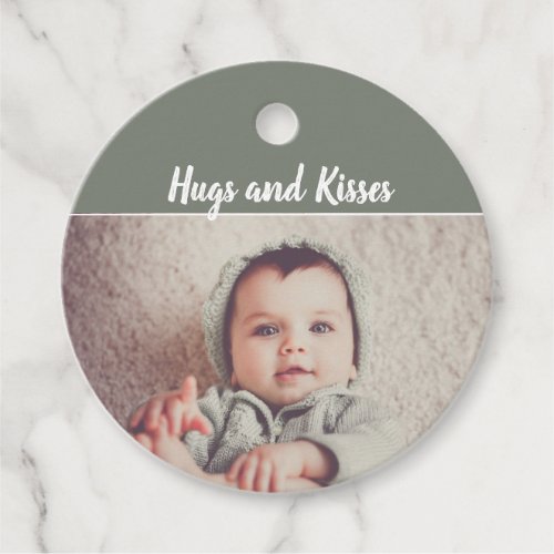 Add Your Own Photo Birthday Hugs and Kisses Favor Tags