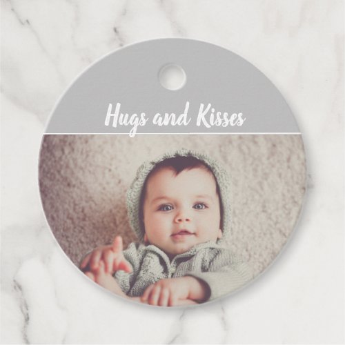 Add Your Own Photo Birthday Hugs and Kisses Favor Tags